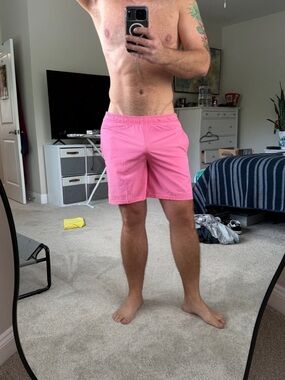 Men's Pink Shorts - Elastic Waist, Quick-Dry XL